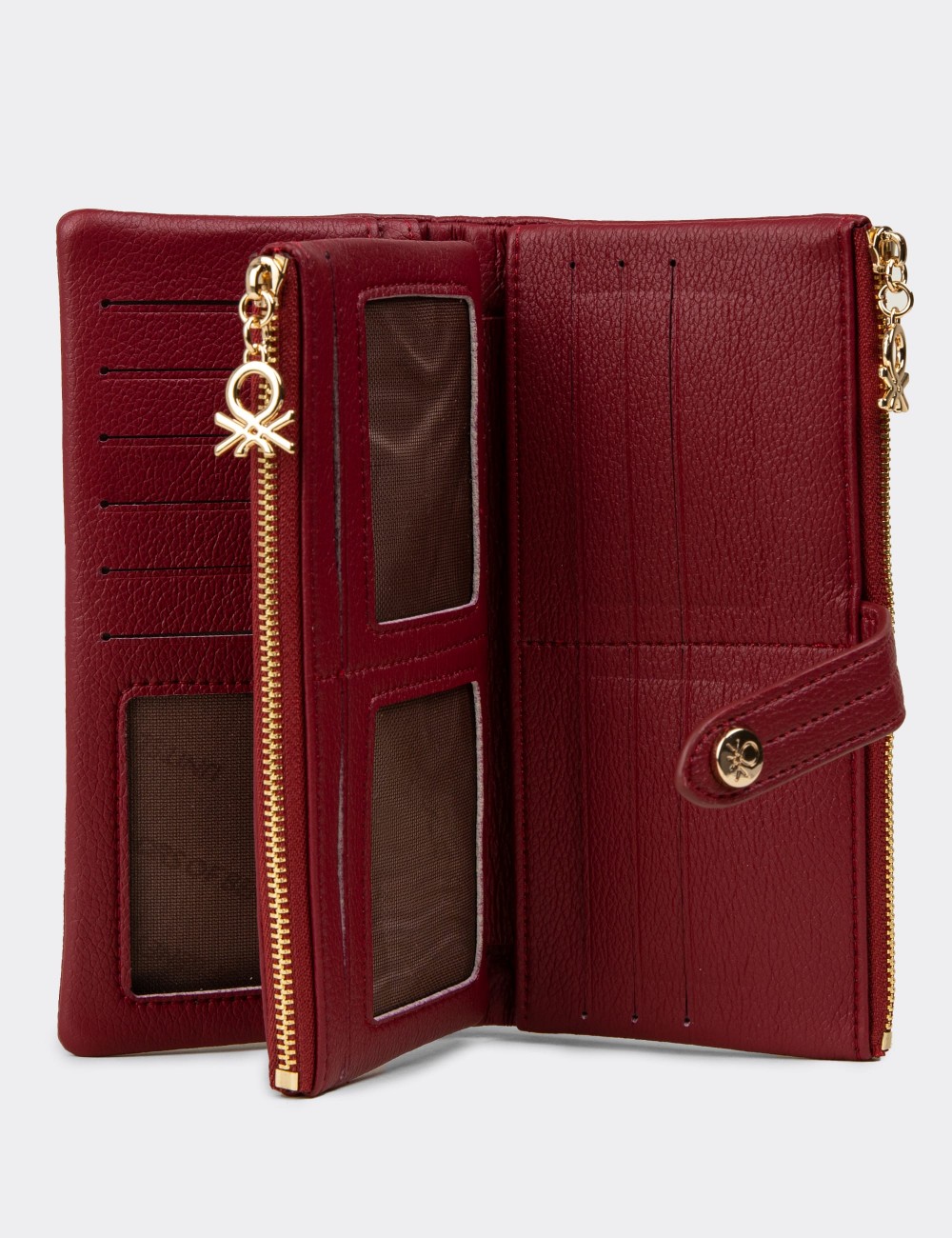 Women's Burgundy Wallet by Benetton - B1631ZBRDZ01