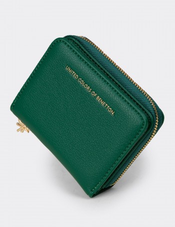 Women's Benetton Green Wallet - B1628ZYSLZ01