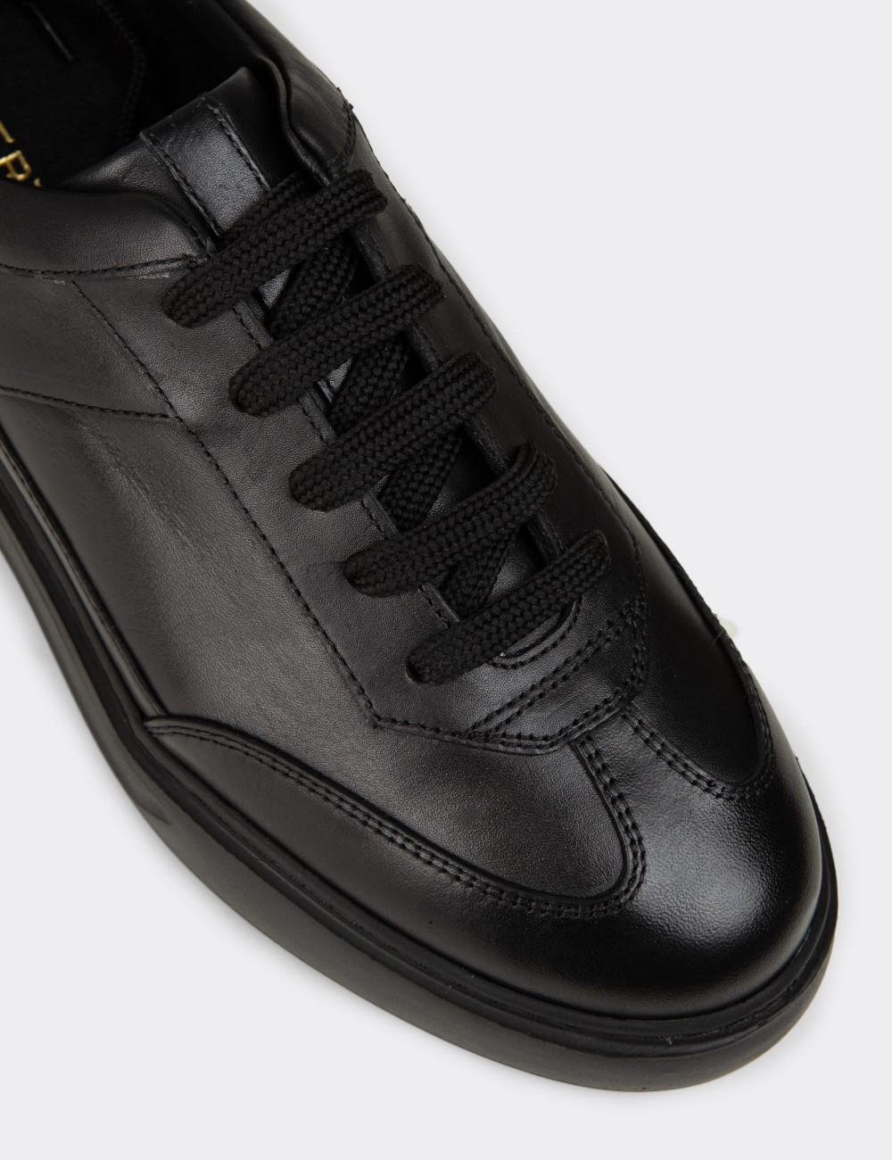 Men's Black Leather Sneakers - 02015MSYHE01