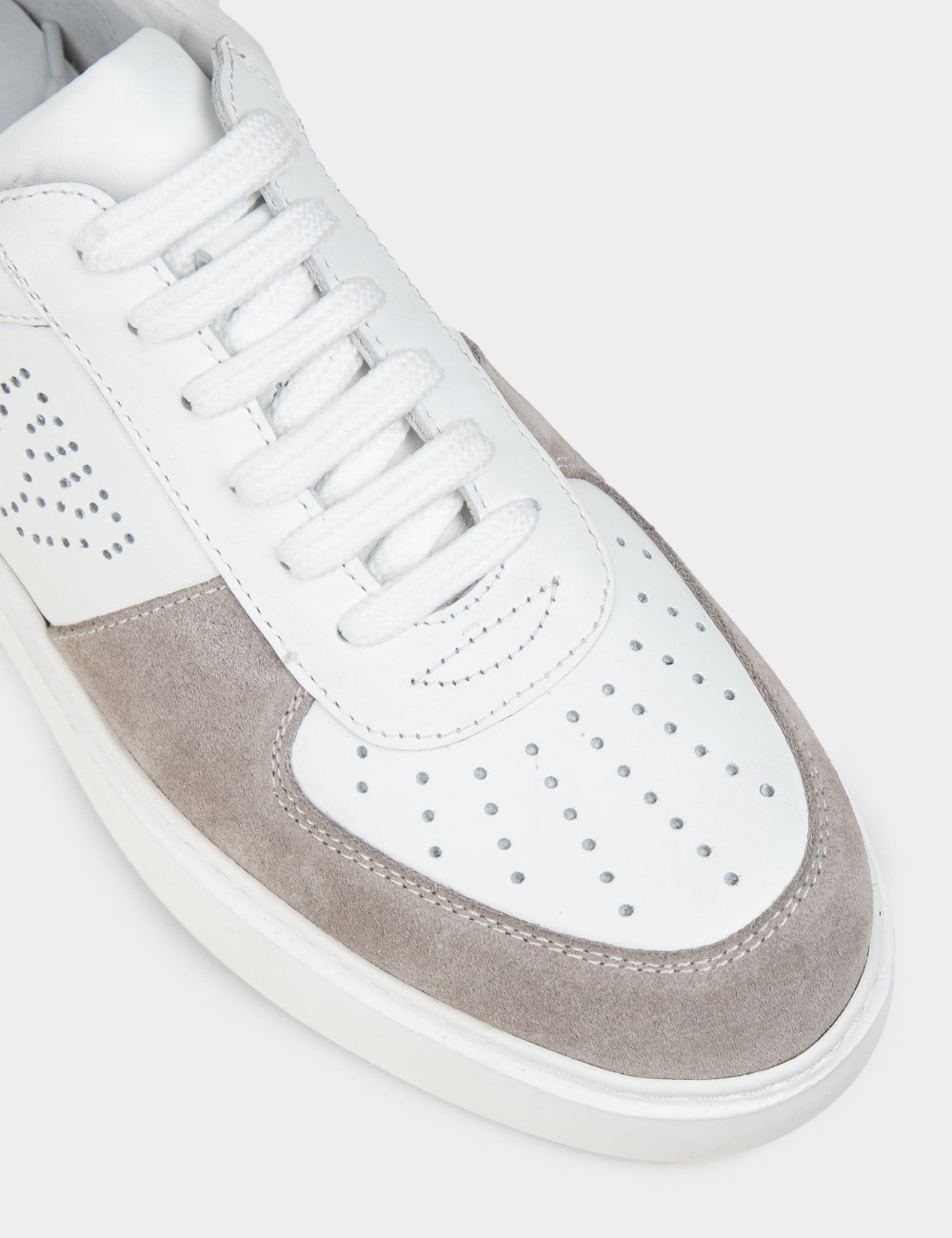 Men's White Leather Sneakers - 02014MBYZC01