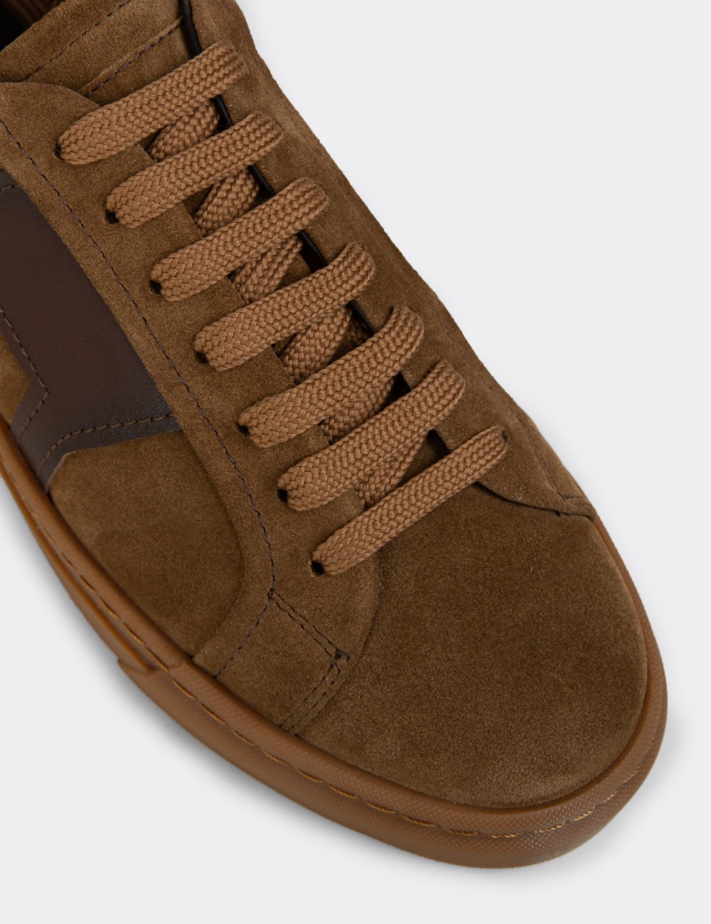 Men's Tan Suede Footwear Sneakers - 02002MTBAC01