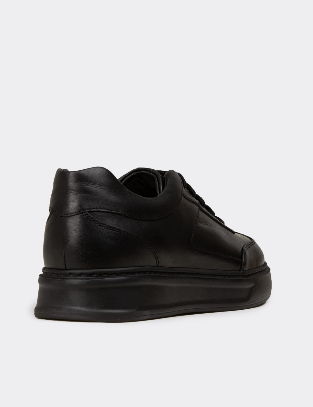 Men's Black Leather Sneakers - 02015MSYHE01