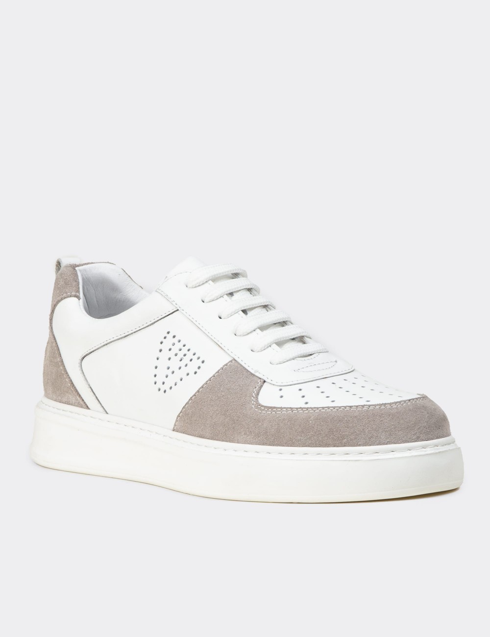 Men's White Leather Sneakers - 02014MBYZC01