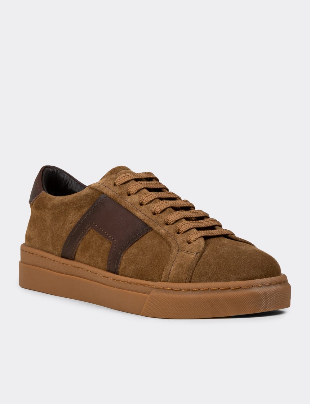 Men's Tan Suede Footwear Sneakers - 02002MTBAC01