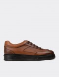 Men's Tan Leather Sneakers