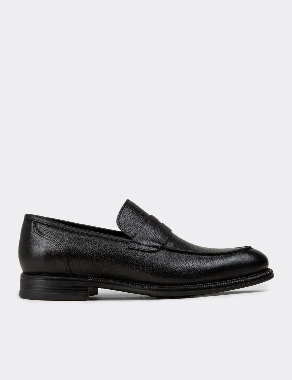Men's Black Leather Loafers - 01995MSYHC03
