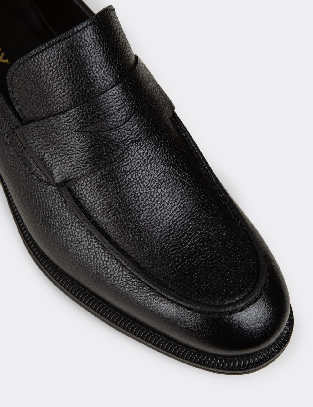 Men's Black Leather Loafers - 01995MSYHC03