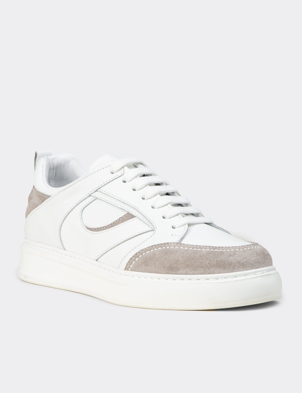 Men's White Leather Sneakers - 02012MBYZE01