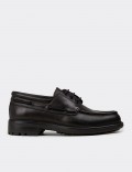 Men's Black Leather Deck Shoes