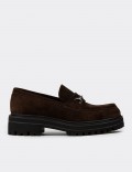 Women's Brown Suede Leather Slip-On Shoes