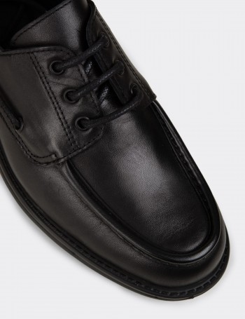 Men's Black Leather Deck Shoes