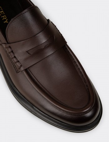 Men's Brown Leather Slip-On Shoes