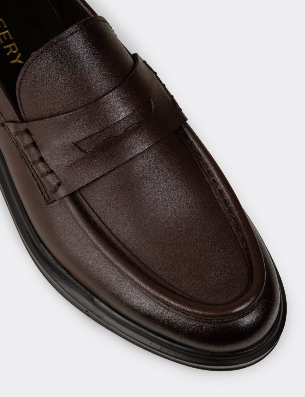 Men's Brown Leather Slip-On Shoes - 02000MKHVP01