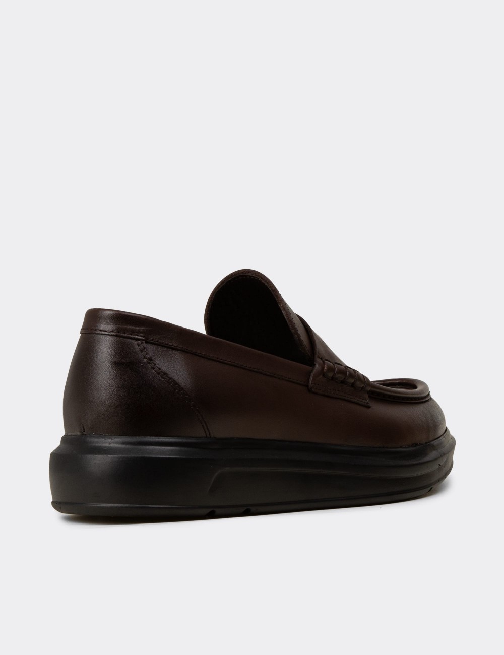 Men's Brown Leather Slip-On Shoes - 02000MKHVP01