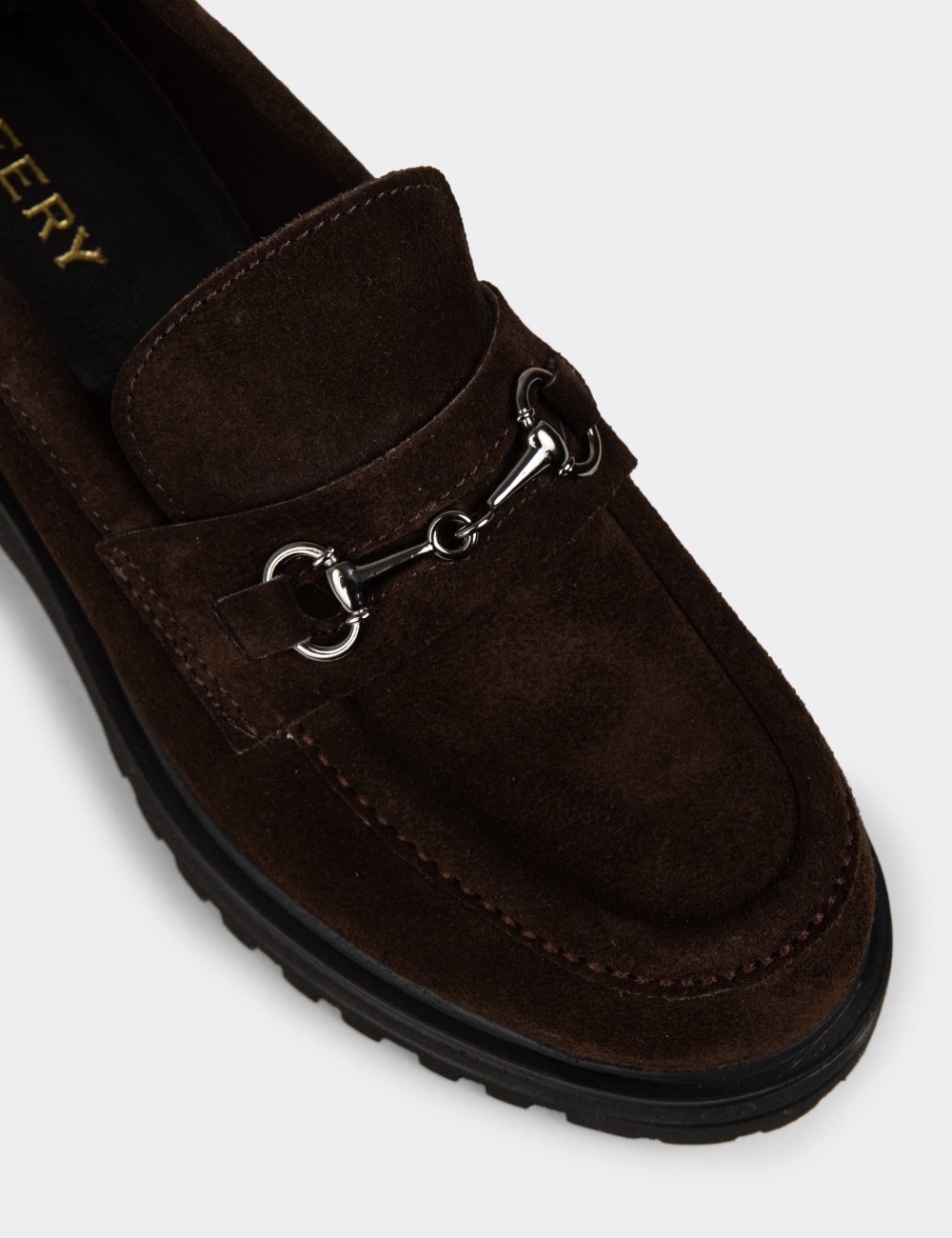 Women's Brown Suede Leather Slip-On Shoes - 02024ZKHVE01