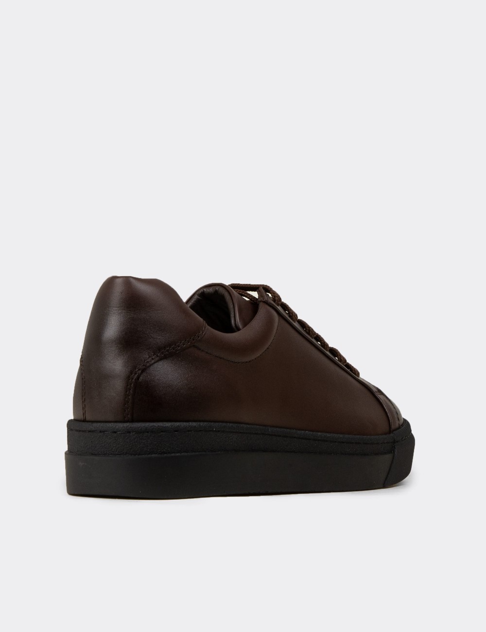 Men's Brown Leather Sneakers - 02018MKHVC02
