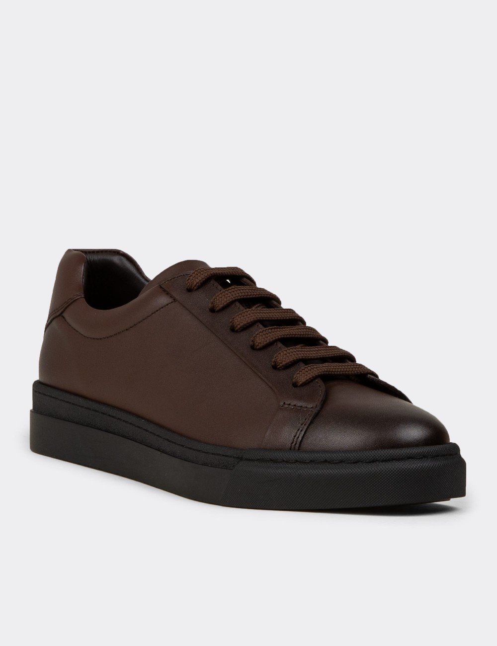Men's Brown Leather Sneakers - 02018MKHVC02