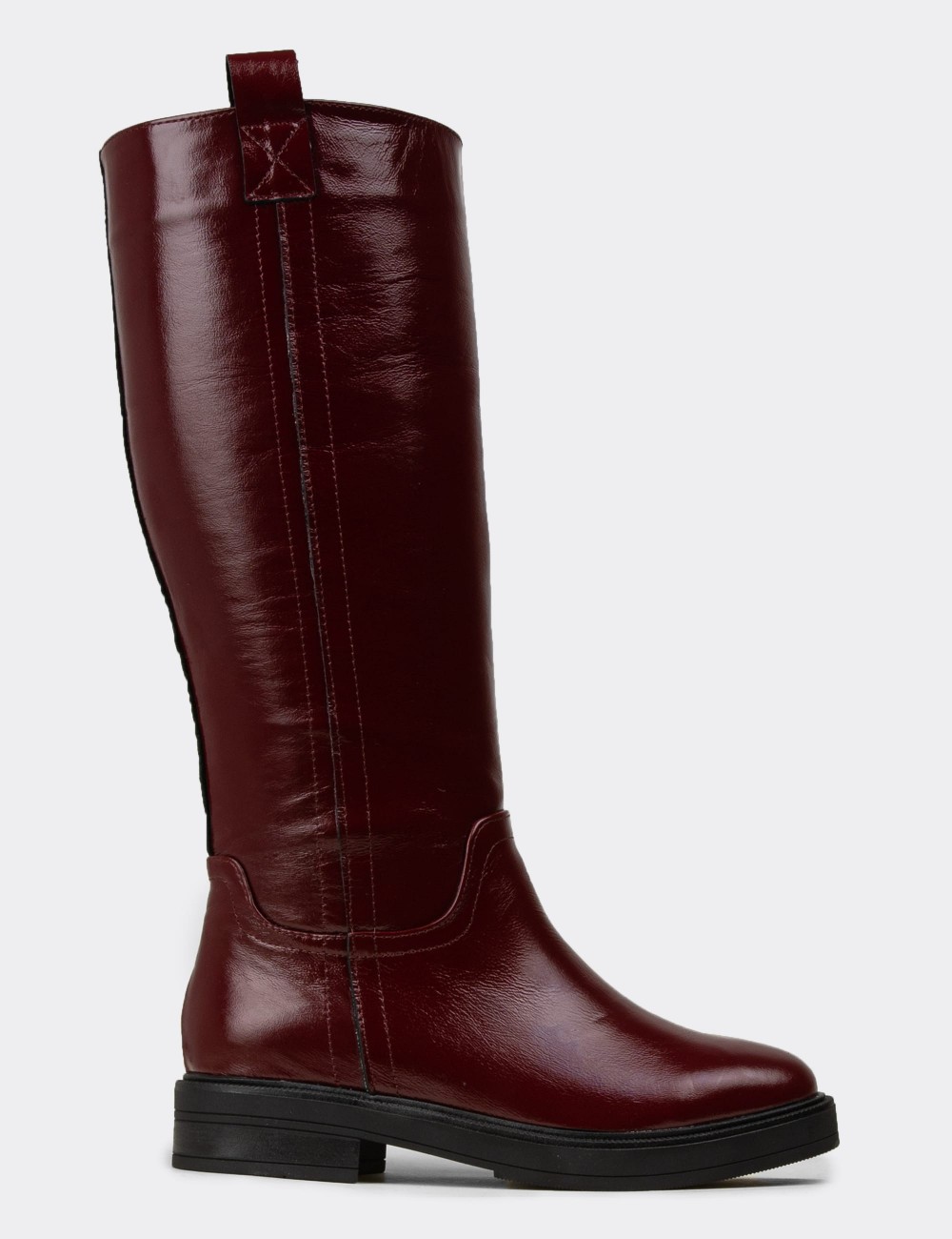 Women's Burgundy Patent Leather Knee-High Boots - M2135ZBRDC01