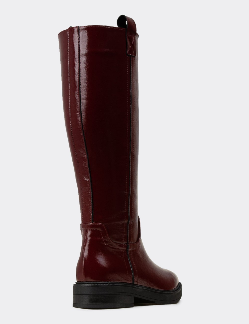 Women's Burgundy Patent Leather Knee-High Boots - M2135ZBRDC01