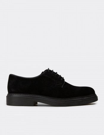 Men's Black Suede Leather Lace-up Footwear