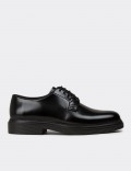 Men's Black Leather Lace-up Shoes