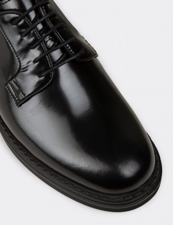 Men's Black Leather Lace-up Shoes