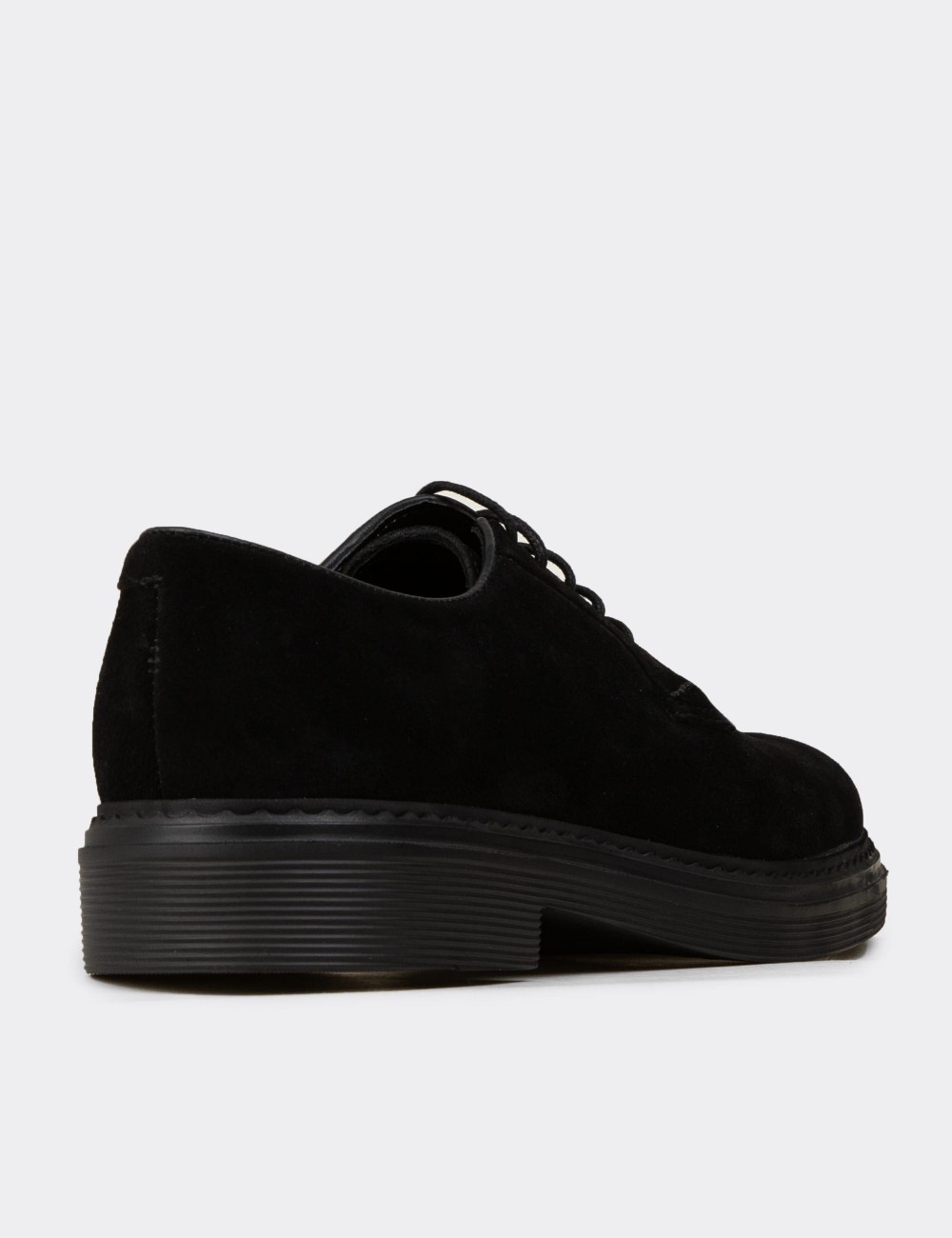 Men's Black Suede Leather Lace-up Footwear - 02011MSYHC02