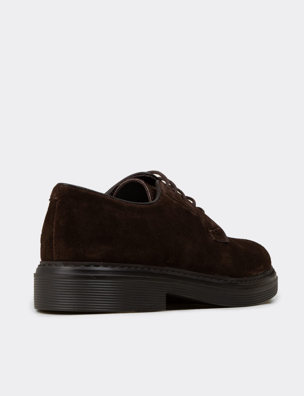 Men's Brown Suede Leather Lace-up Footwear - 02011MKHVC01