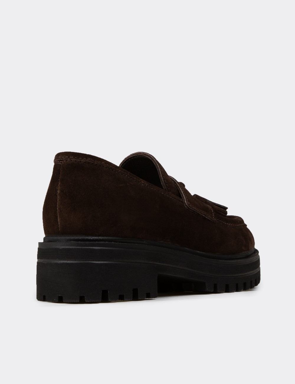 Women’s Brown Suede Leather Slip-Ons - 02020ZKHVE01