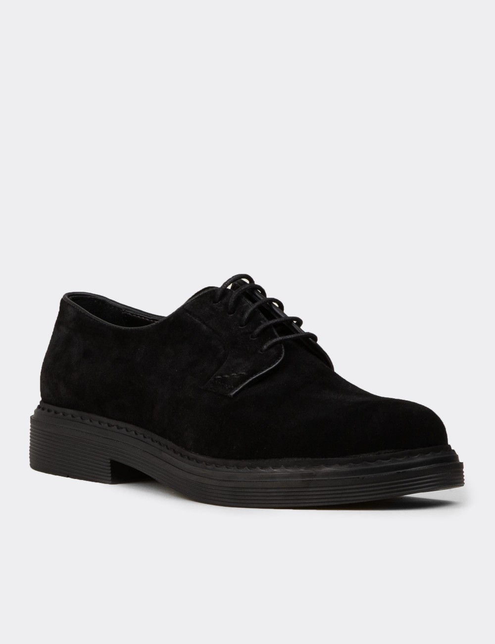 Men's Black Suede Leather Lace-up Footwear - 02011MSYHC02