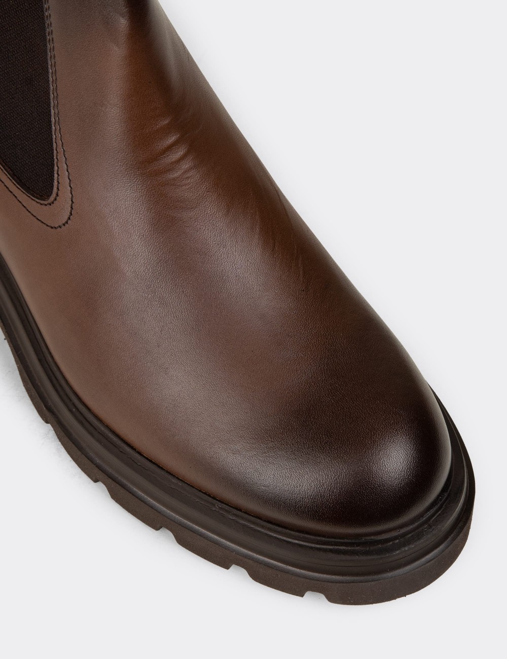 Men's Tan Leather Chelsea Boots - 01982MTBAE05