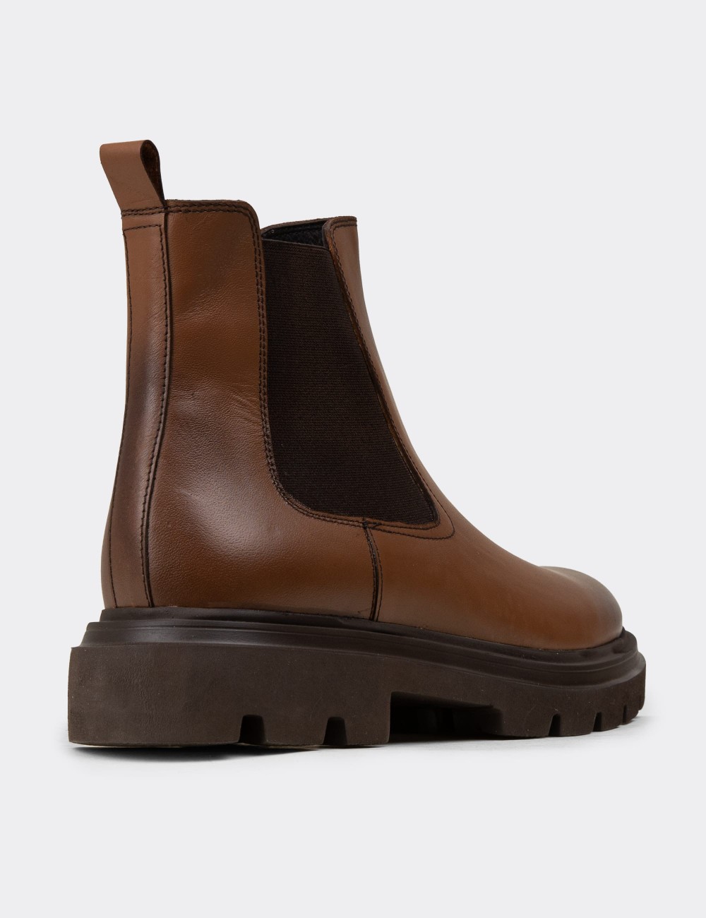 Men's Tan Leather Chelsea Boots - 01982MTBAE03