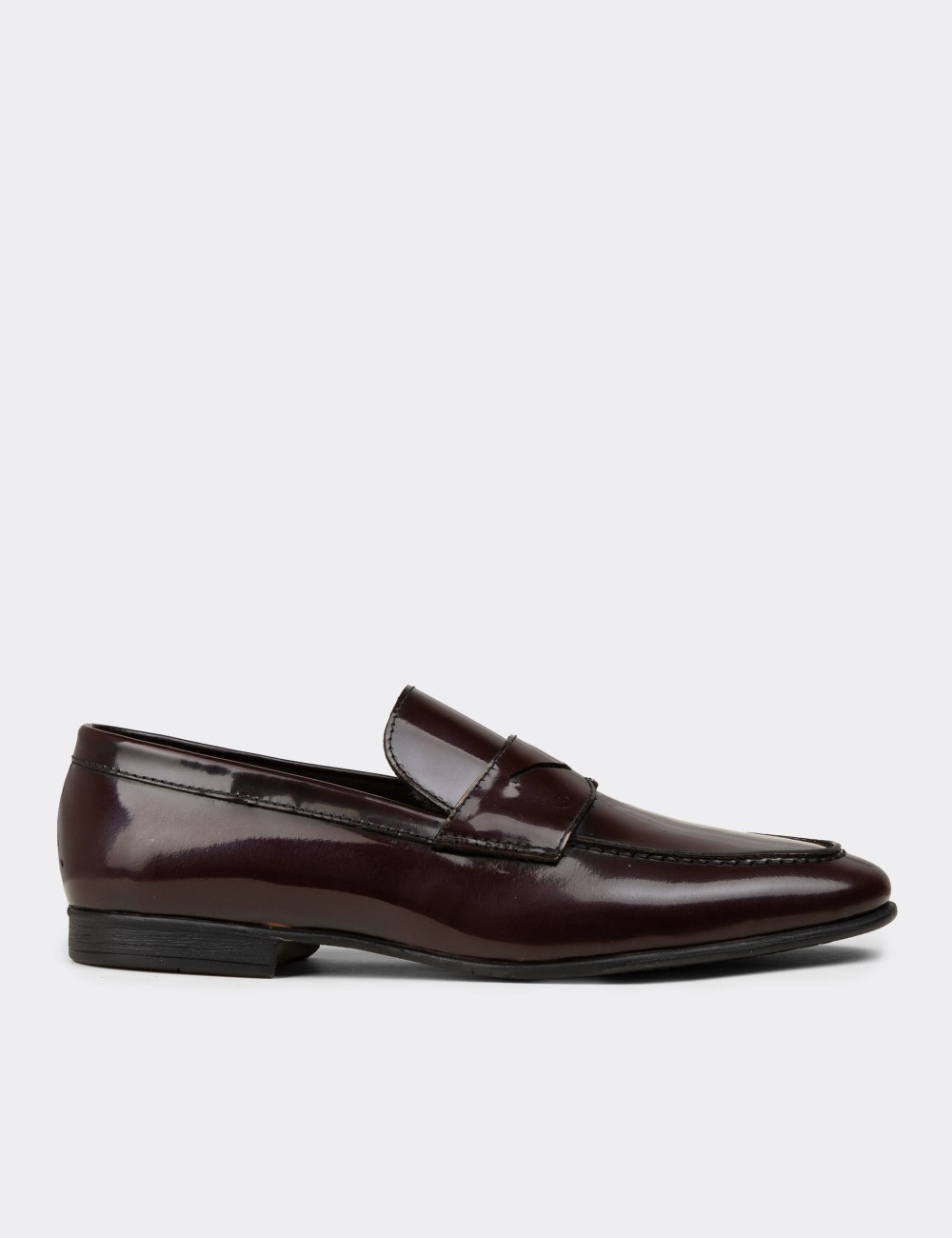 Men's Burgundy Leather Loafers - 01988MBRDC01