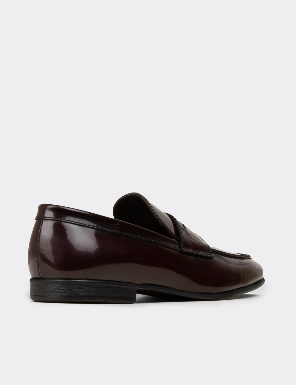 Men's Burgundy Leather Loafers - 01988MBRDC01
