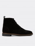 Women's Black Suede Leather Ankle Boots