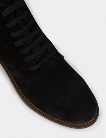 Women's Black Suede Leather Ankle Boots