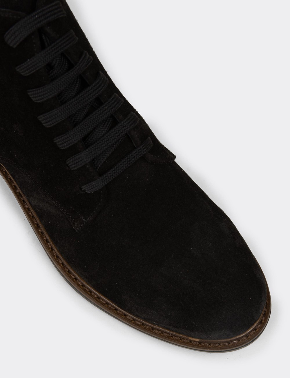 Women's Black Suede Leather Ankle Boots - N0118ZSYHC01