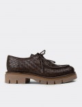 Women's Brown Leather Lace-up Shoes