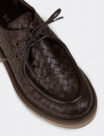 Women's Brown Leather Lace-up Shoes