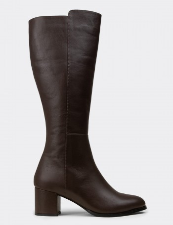 Women's Brown Leather Knee-High Boots