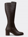 Women's Brown Leather Knee-High Boots