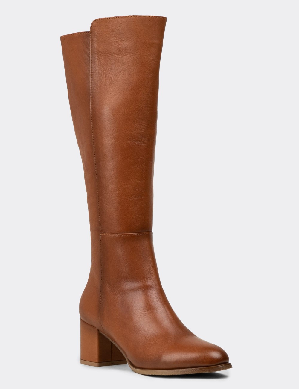 Women's Tan Leather Knee-High Boots - A2131ZTBAC01