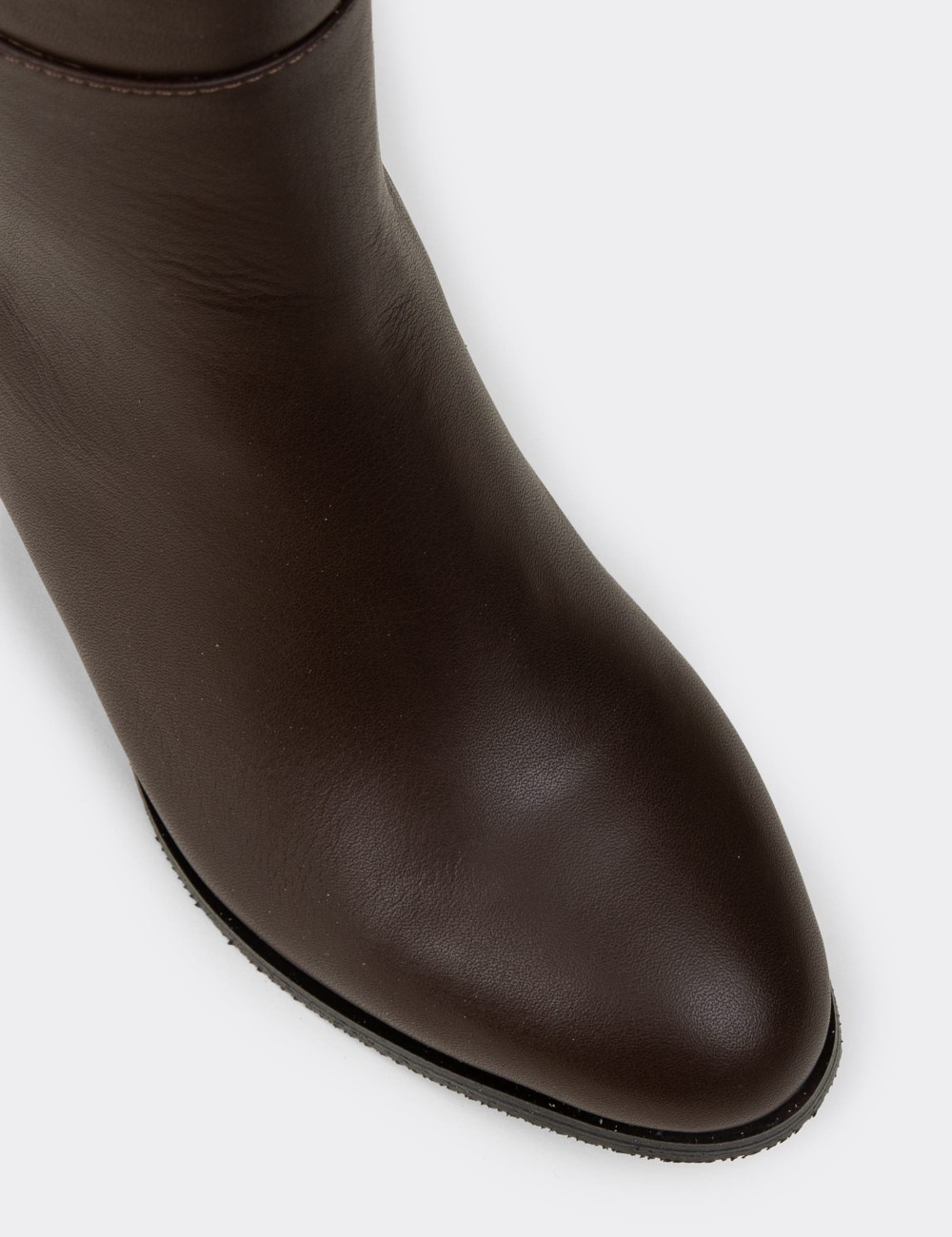 Women's Brown Leather Knee-High Boots - A2131ZKHVC01