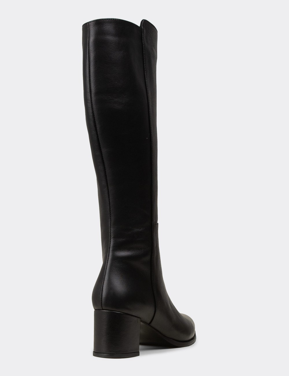 Women's Black Leather Knee-High Boots - A2131ZSYHC01