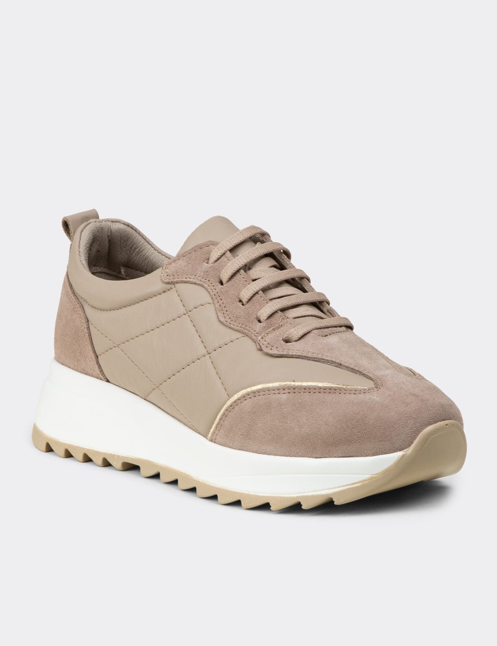 Women's Sandstone Suede Leather Sneakers - N0915ZVZNC01