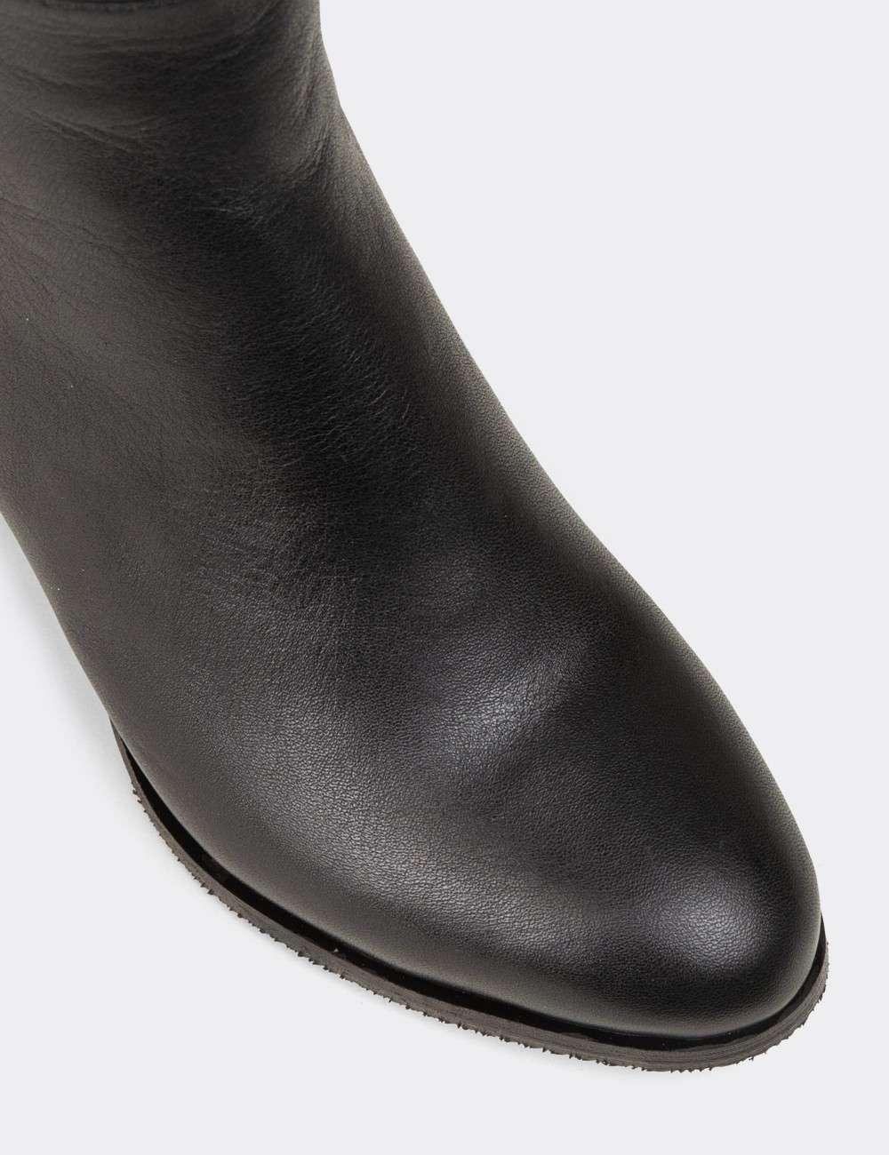 Women's Black Leather Knee-High Boots - A2131ZSYHC01