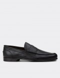 Men's Vintage Black Leather Loafers