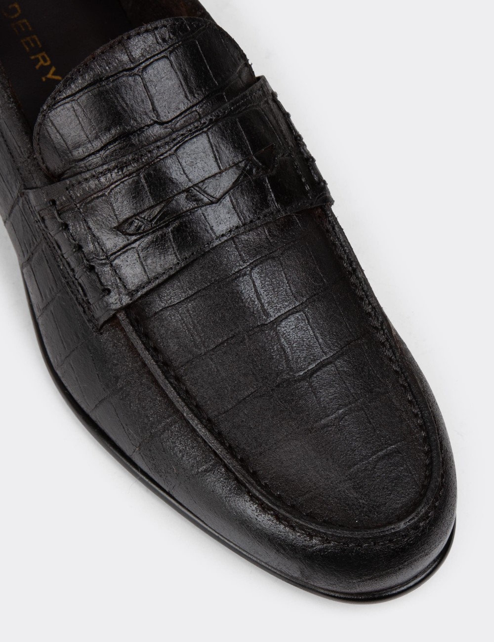 Men's Vintage Brown Leather Loafers - 01978MKHVC12