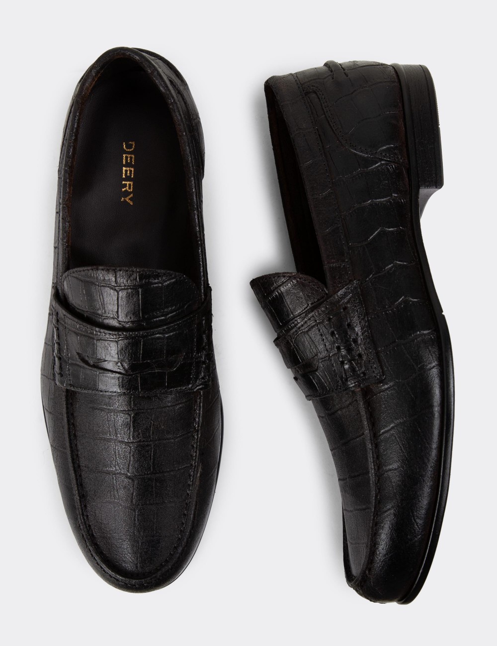 Men's Vintage Brown Leather Loafers - 01978MKHVC12