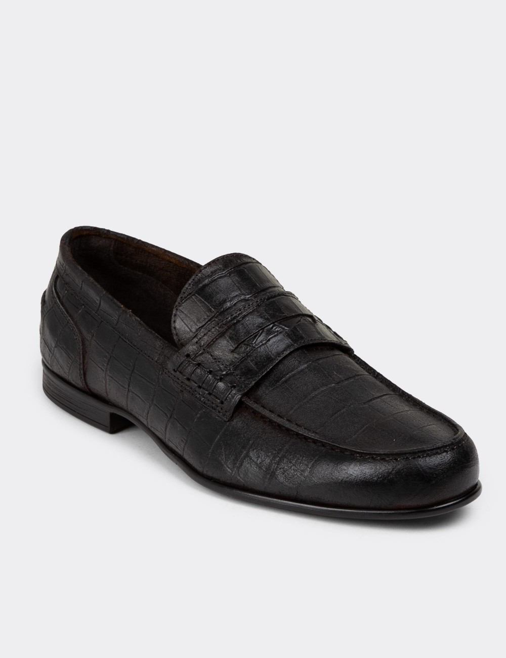 Men's Vintage Brown Leather Loafers - 01978MKHVC12